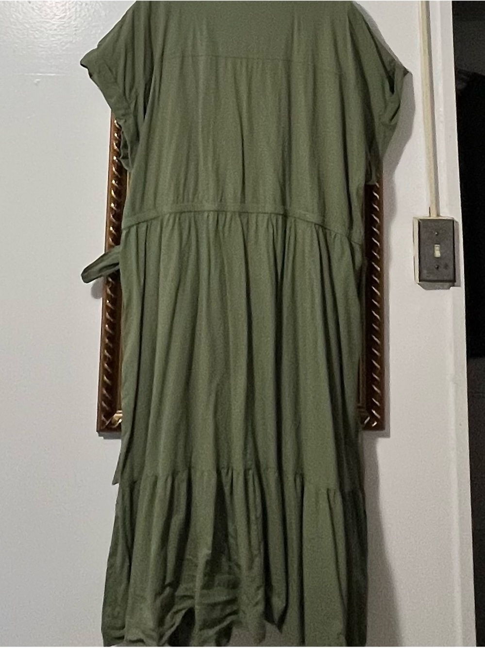 NWOT Ava & Viv Sage Green Button-Front Tie-Waist Midi Dress 100% Cotton - Picture 5 of 7